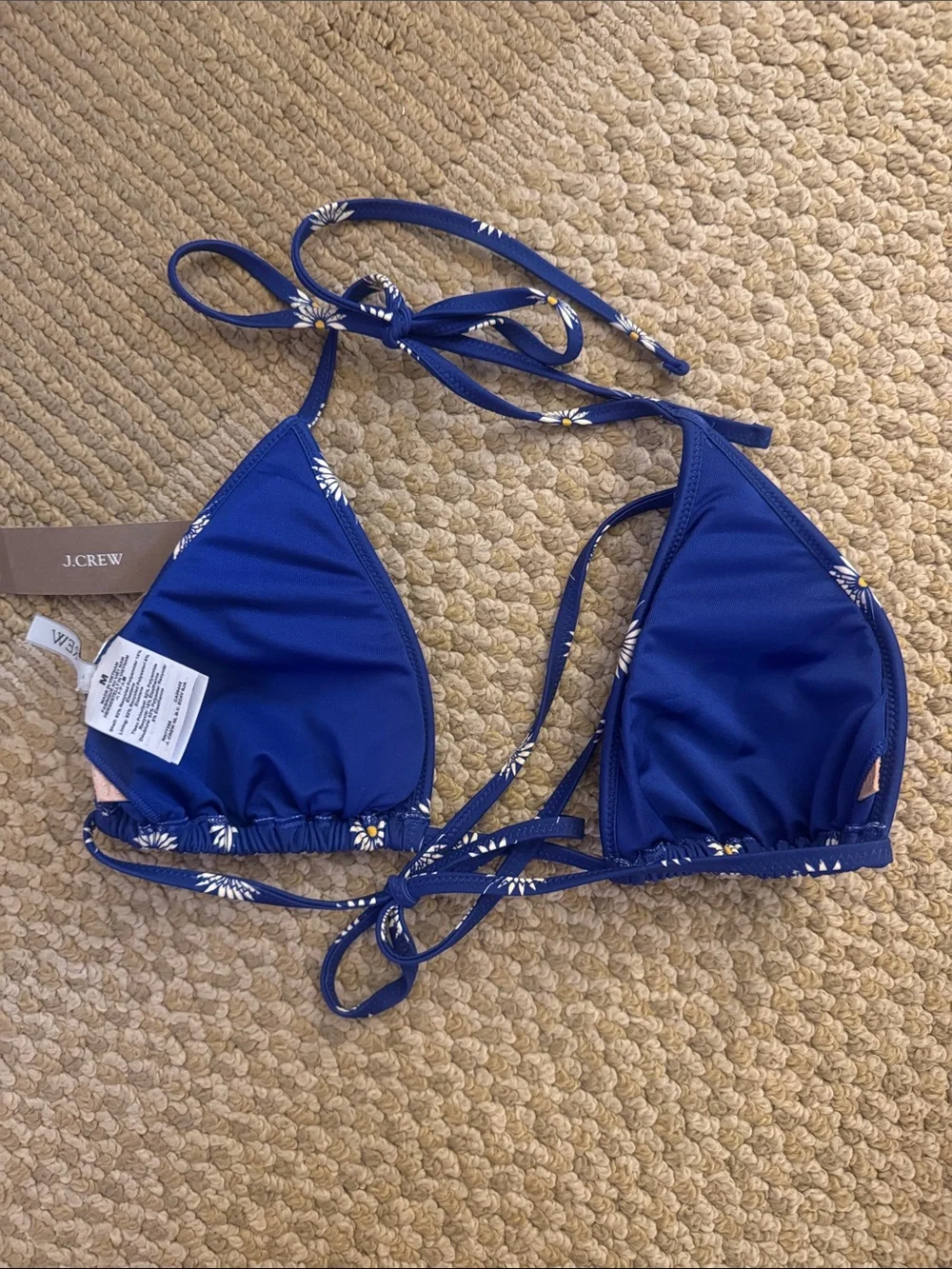 J. Crew Blue Daisy Triangle Bikini Top